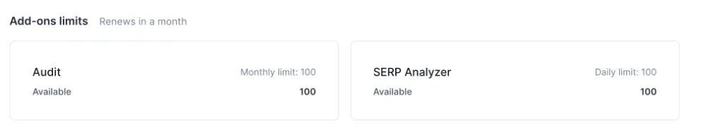 Surfer SEO Add-ons limits