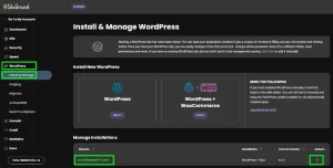 Siteground Manage Wordpress Installation