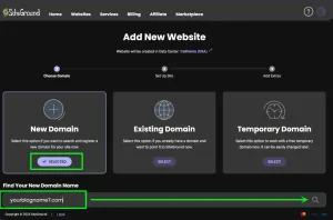 Siteground New Domain Select
