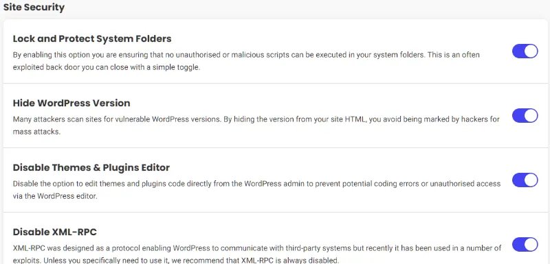 SiteGround Security Panel Screenshot